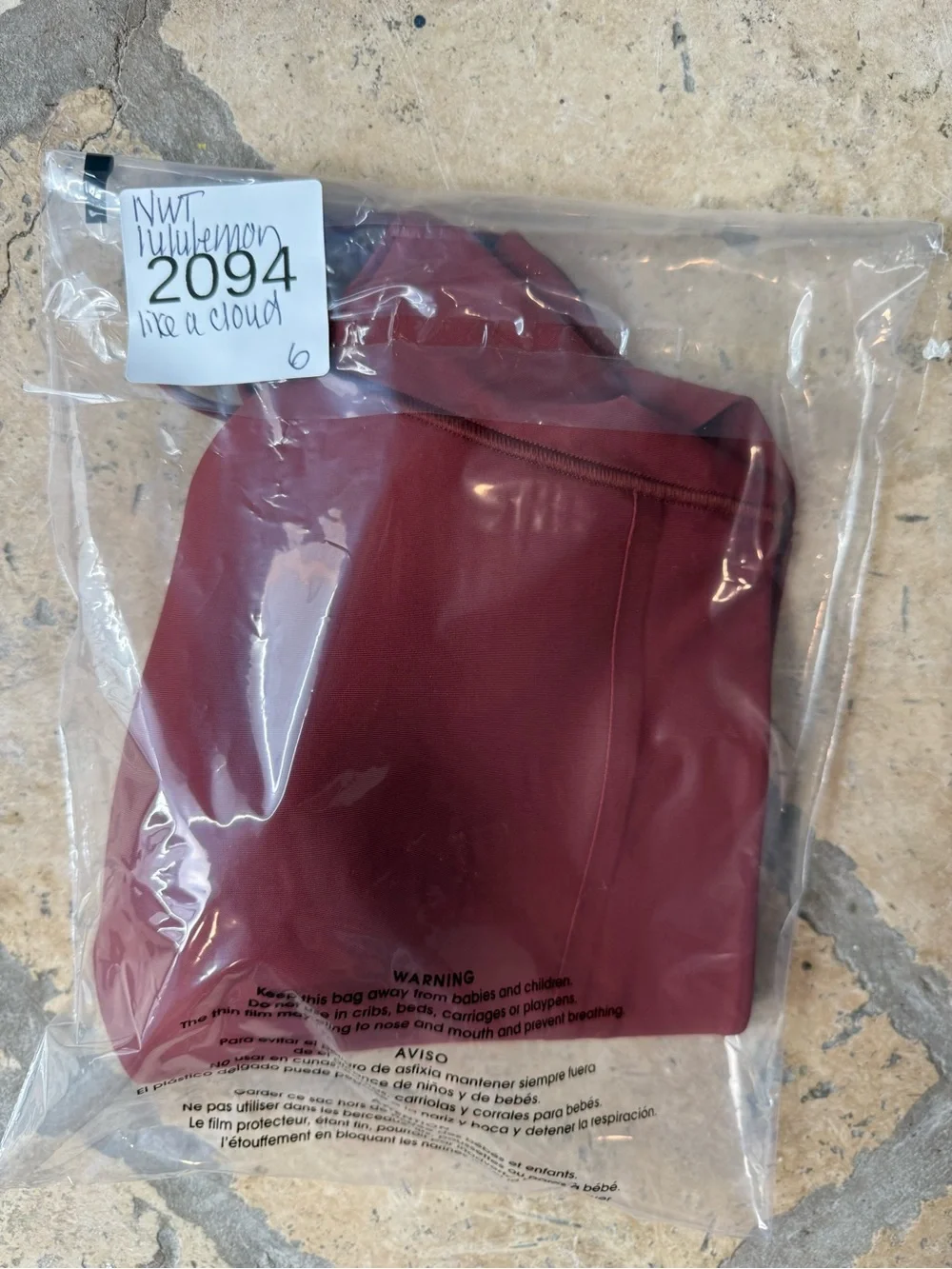 NWT Lululemon Like A Cloud Longline Bra *D/DD Cup (Cranberry Charm) Size 6